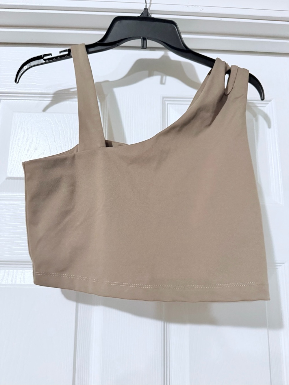 Sincerely Jules One-Shoulder Crop Top — Taupe